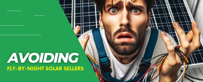 Man frustrated by fly-by-night solar sellers, highlighting tips from Synergy 768 on avoiding solar scams and choosing reliable solutions.