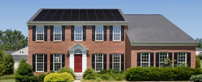 Residential solar installation on a brick home by Synergy 768, providing efficient energy solutions in Brentwood, CA.