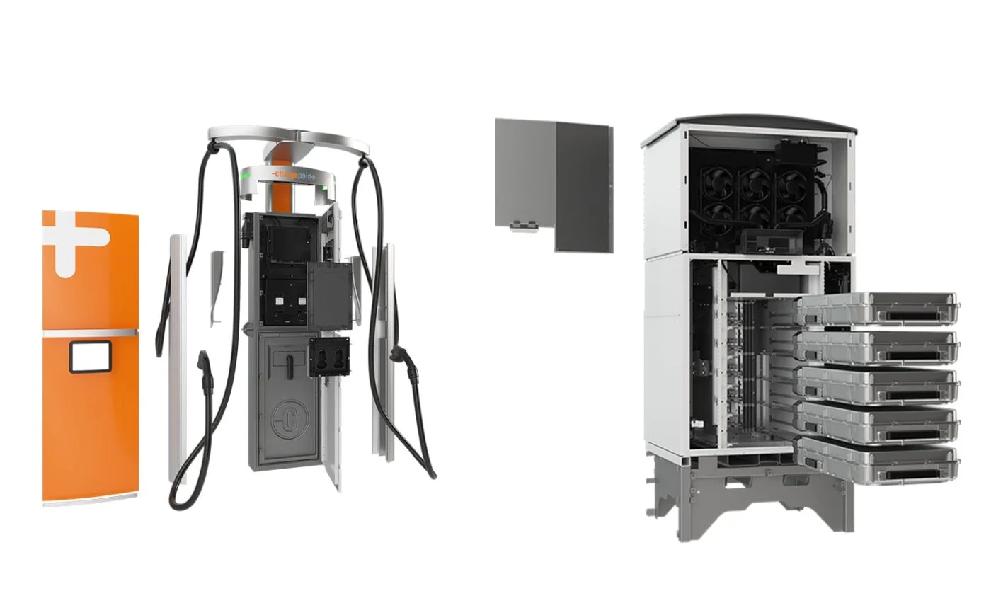 EV charging station internal components and design by Synergy 768 for advanced solar energy integration.